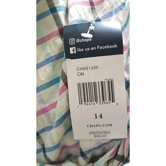 Chaps A Line Wrap Dress Size 14 Sleeveless Plaid Surplus Tie Waist Zippered New - Picture 4 of 9